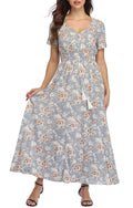 VintageClothing Womens Floral Print Maxi Dresses Boho Button Up Split Beach Party Dress XXL