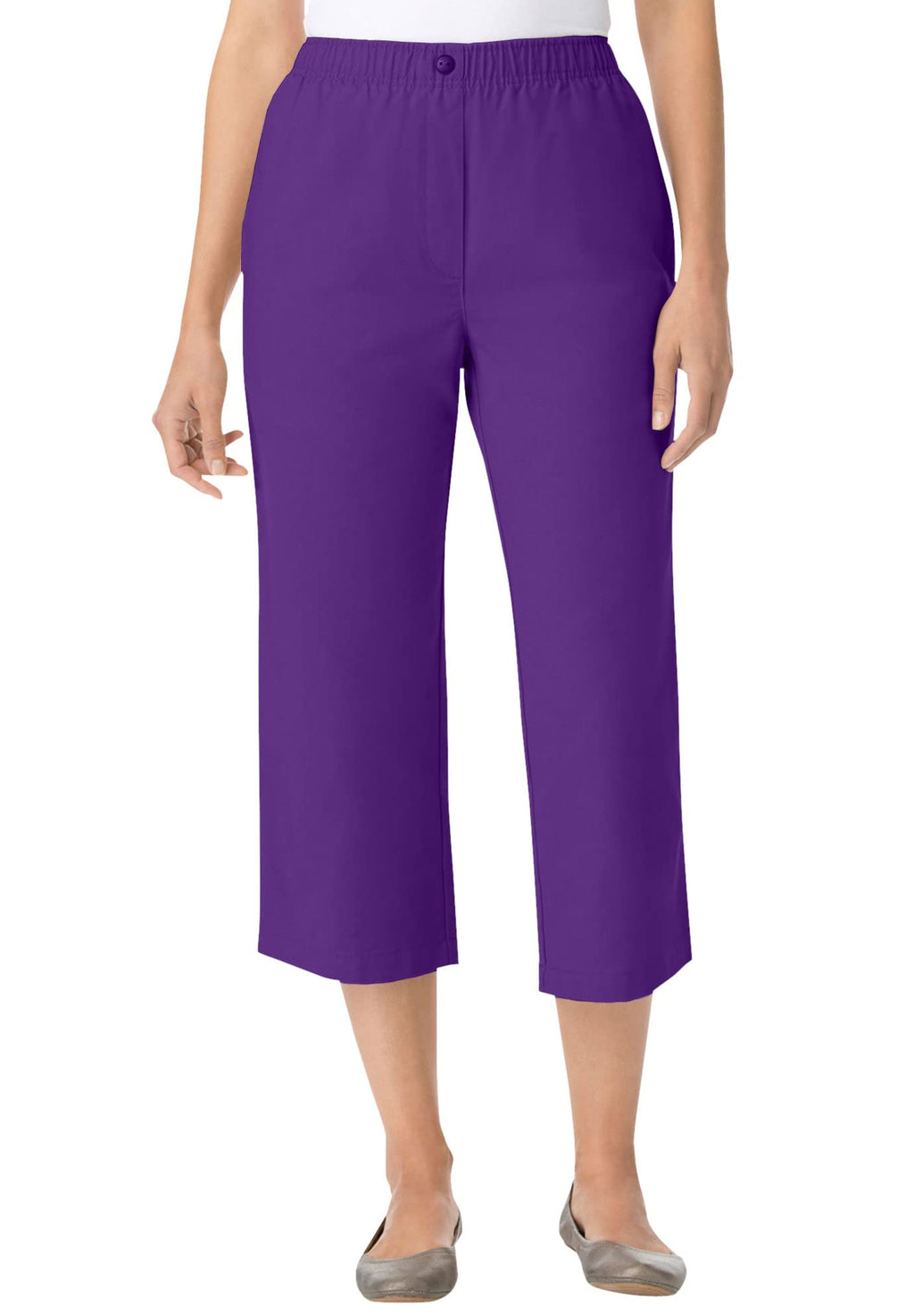 Woman Within Womens Plus Size Petite 7-Day Denim Capri - 42 WP Radiant Purple