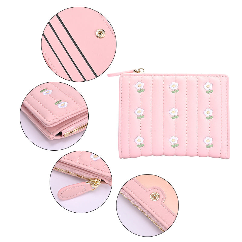 Fashionable Embroidered Women's Short Coin Purse
