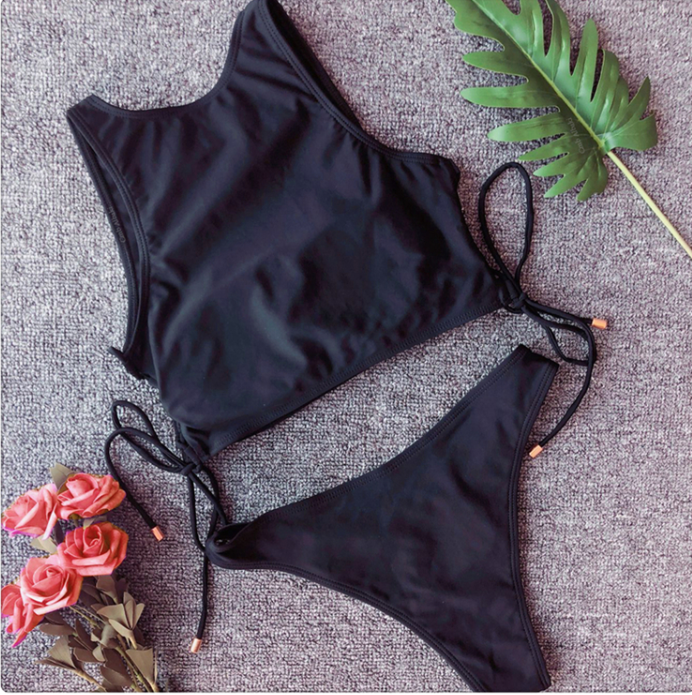 Strap Sexy Metal Buckle Bikini Set