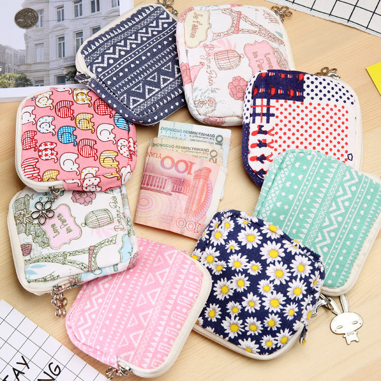 Cartoon Canvas Coin Purse - Portable Women's Wallet