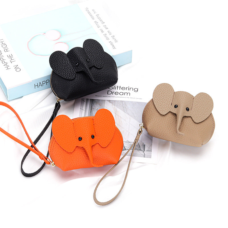 Cute Leather Cartoon Elephant Coin Purse