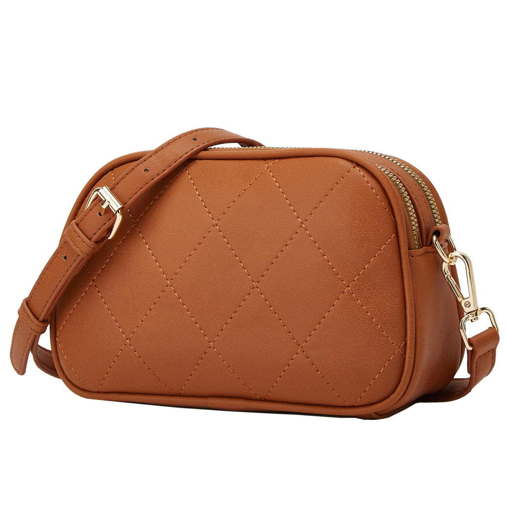 ZHIERNA Crossbody Bags for Women Small Black Purse Lightweight Vegan Leather Shoulder Handbags Purse with Adjustable Strap(Brown)