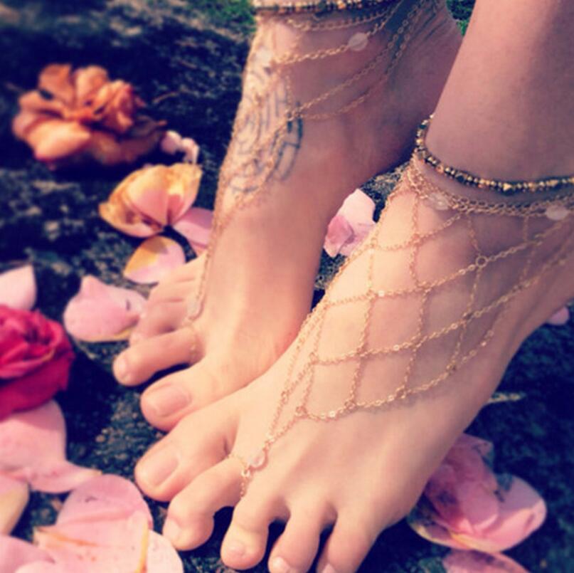 Sexy Fishnet Toe Ring Ankle Chain