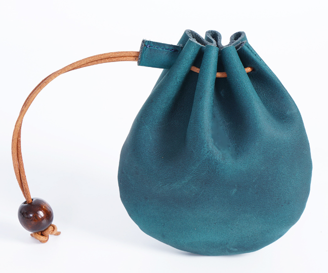 Handcrafted Crazy Horse Leather Coin Purse with Drawstring