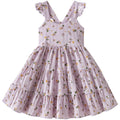 Toddler Dress Flutter Sleeveless Princess Cotton Summer Floral Dresses Purple Floral Szie 3-4T