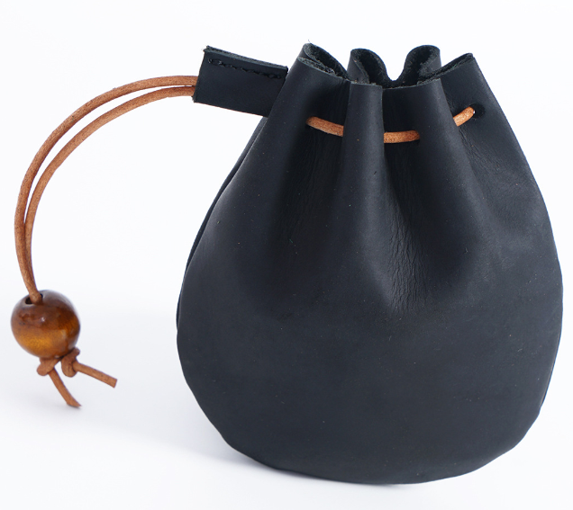 Handcrafted Crazy Horse Leather Coin Purse with Drawstring