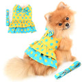 PAIDEFUL Dog Harness Dress for Small Medium Dogs Female Girls Polka Dots Tutu Skirt Beauty Pet Clothes with Leash 1.6m Cats Apparel Puppy Chihuahua Yorkie Clothing Spring Summer Yellow S