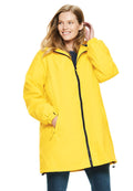 Woman Within Womens Plus Size Hooded Slicker Raincoat - 4X Primrose Yellow