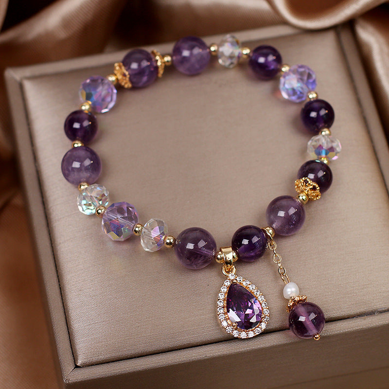 Women's Diamond Purse with Strawberry Quartz Bracelet