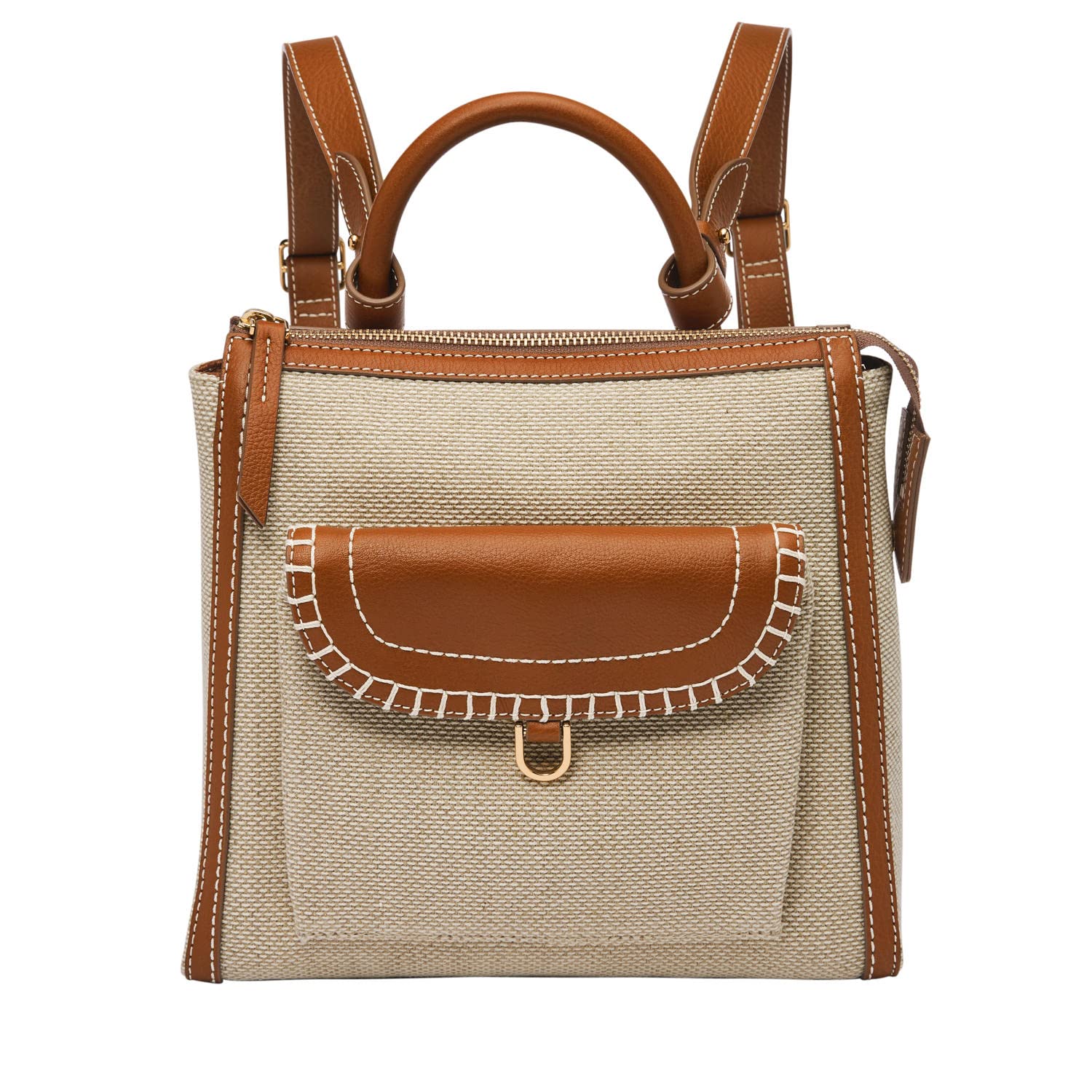 Fossil Parker Backpack Purse Saddle/Natural Colorblock