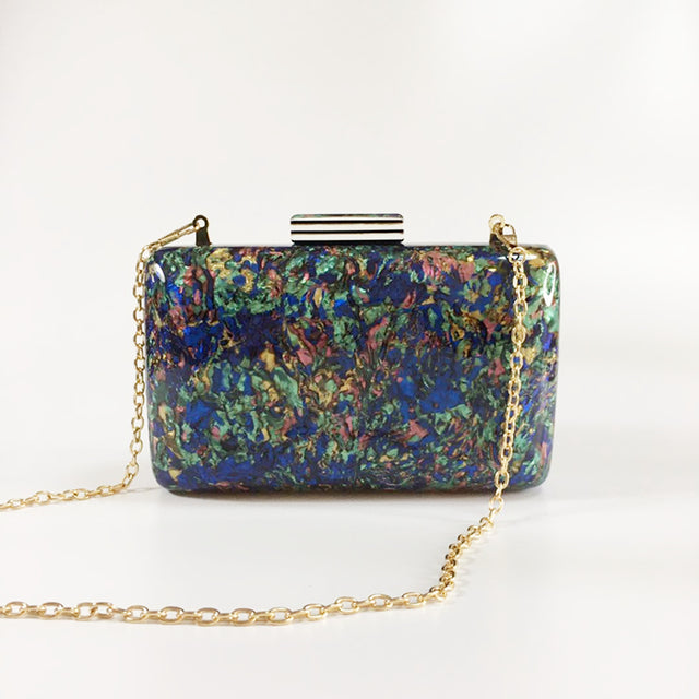 Luxury Vintage Marble Acrylic Evening Clutch Purse