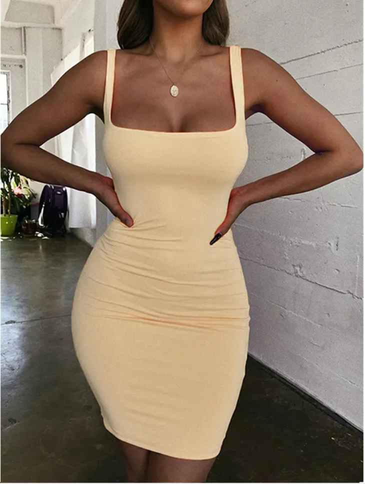 Sexy Solid Color Bodycon Vest Dress