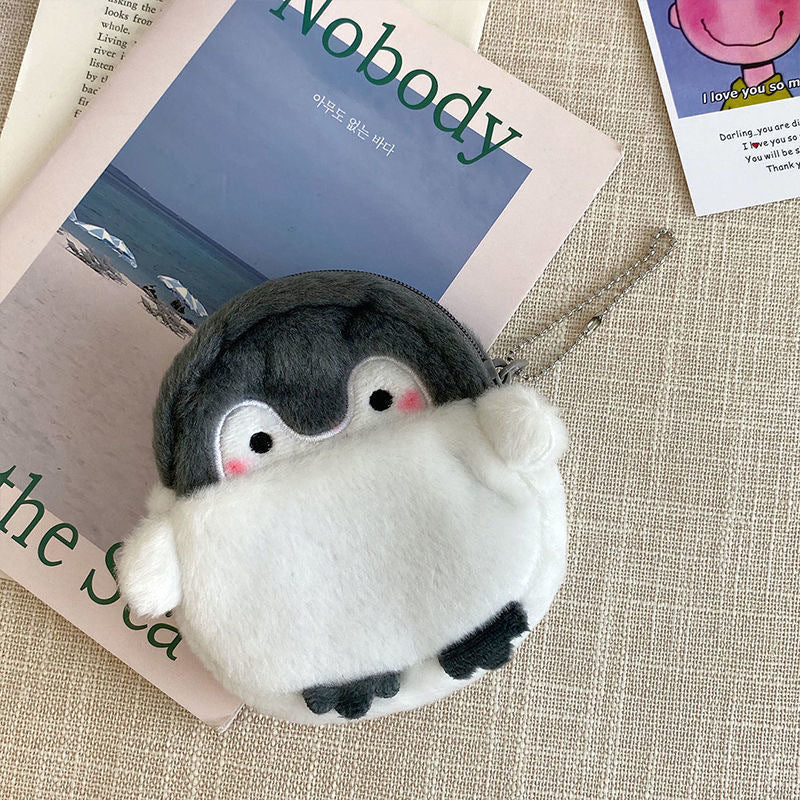 Cute Cartoon Penguin Plush Coin Purse Keychain