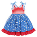 Fourth of July Baby Girl Outfit: Spaghetti Strap Dresses Patriotic 4th of July American Flag Independence Day Dresses for Toddler Kids Fancy Tutu Tulle Ruffle Swing Gown Red & White Blue 2-3T