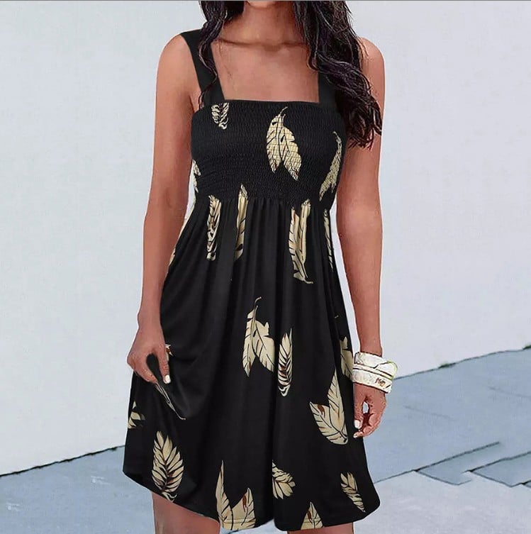 Fashion Print Sexy Suspender Dress