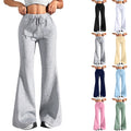 Women Wide Leg Sweatpants High Waisted Baggy Flare Sweatpants with Pockets Drawstring Straight Leg Sweatpants Y2K Flare Pants Casual Bell Bottom Lounge Pants Bootcut Yoga Pants Sweatpants For Women