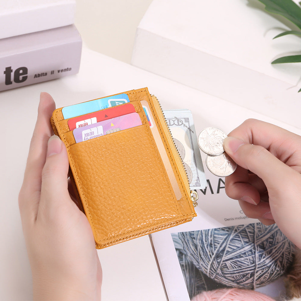 Leather Zipper Coin Purse for Women