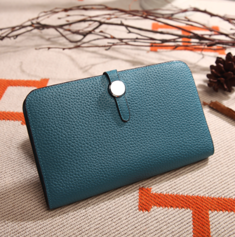 Platinum Purse with Cowhide Lychee Pattern Wallet