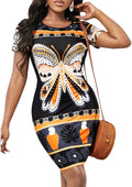 Lachmose Womens Summer Bodycon Dress Short Sleeve Neck Sexy Casual Stretchy T Shirt Mini Dresses