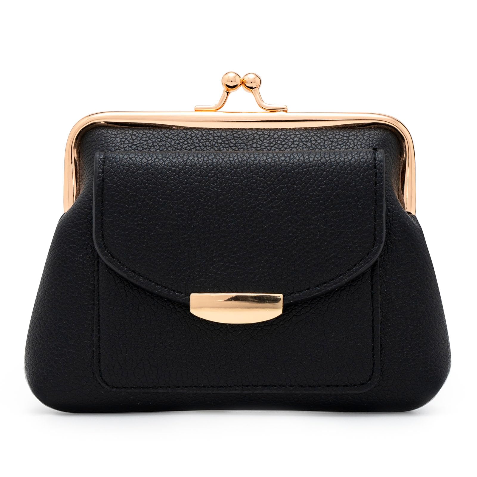 Lavogel Coin Purse With Credit Card Slot Kiss Lock Coin Purse for Women Large Capacity Coin Pouch Change Purse Cute Car Coin Holder for Women(Black)