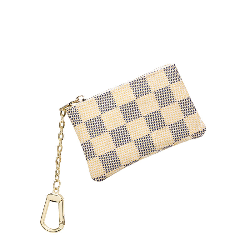 Plaid Mini Coin Purse & Keychain Storage Bag