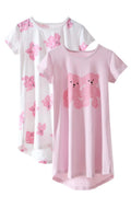 kiddook Girls Cotton Dress Soft Cartoon Pack of 2 Dresses 3-12 Years