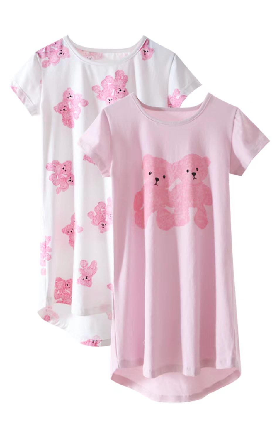kiddook Girls Cotton Dress Soft Cartoon Pack of 2 Dresses 3-12 Years