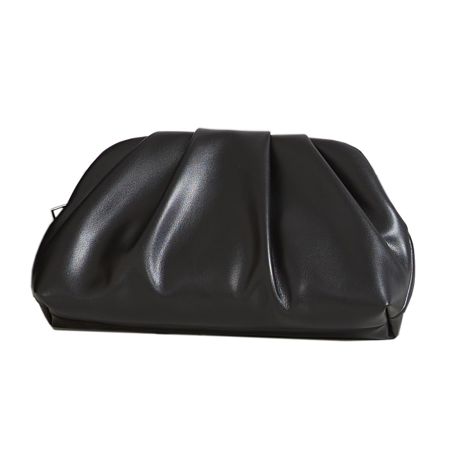 Huralona Dressy Pleated Vegan Leather Clutch Purse Bag for Women Super Chic Soft PU Evening Purse Handbag (Black Zipper)