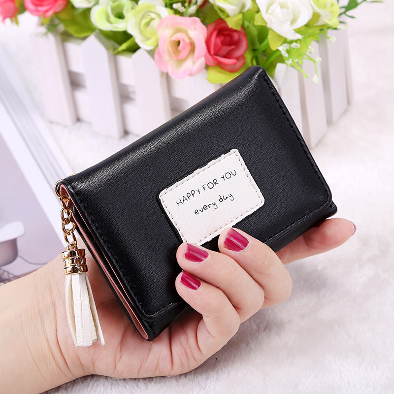 Korean Short Purse Wallet with Tassel Button Design