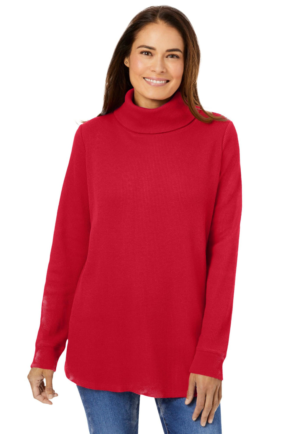 Woman Within Womens Plus Size Thermal Turtleneck - 30/32 Classic Red