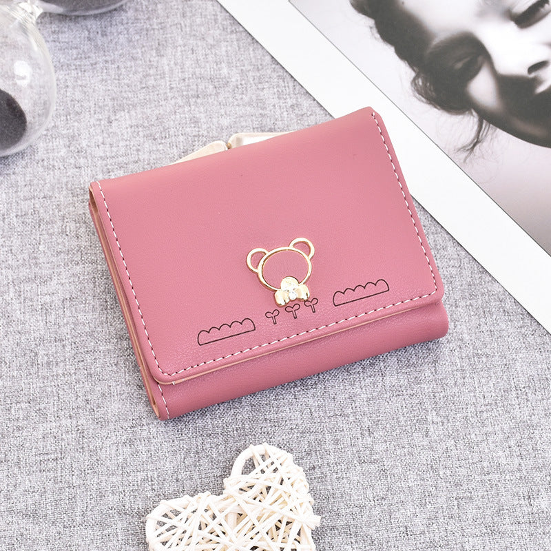 Cute Cartoon Bear Tri-Fold Multifunctional Coin Purse
