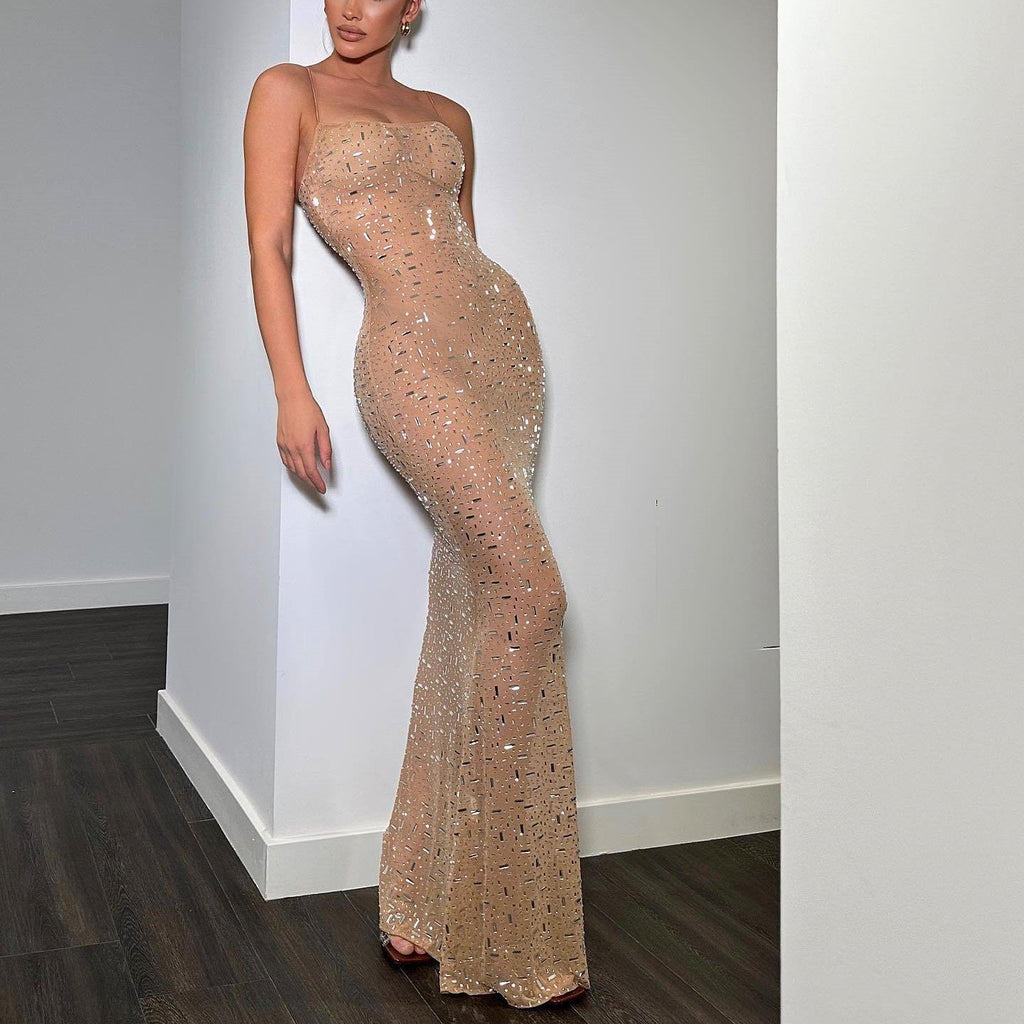 Rhinestone Suspender Sheath Sexy Fashion Dress