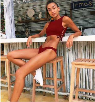 Strap Sexy Metal Buckle Bikini Set