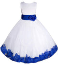 AMJ Dresses Inc Big-Girls White/Royal Blue Flower Girl Dress E1008 Sz 10