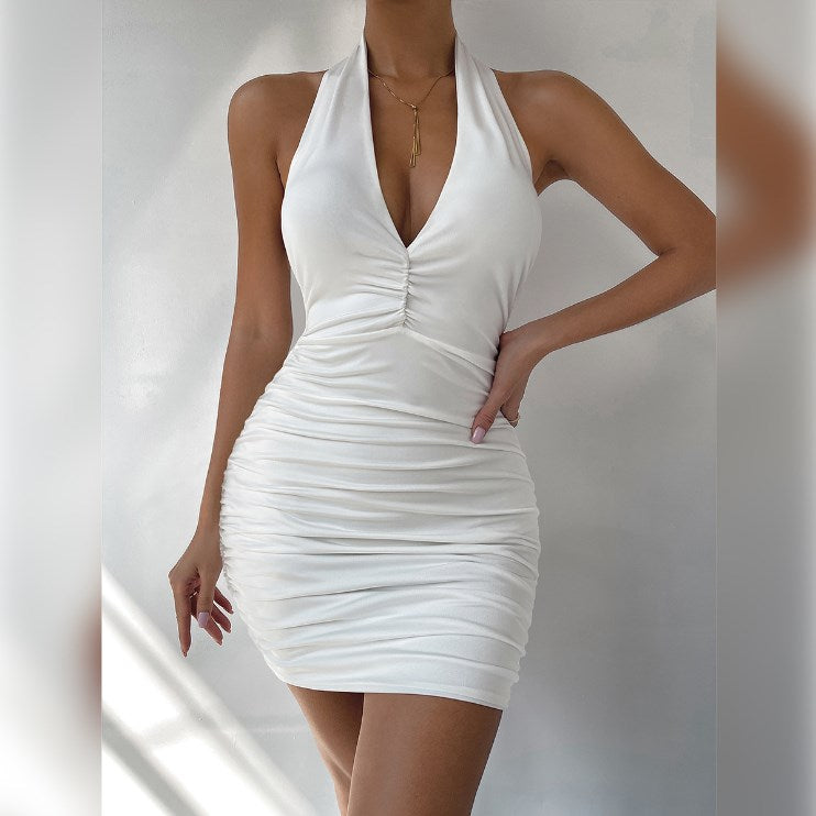 Backless Waist-Cinching Sexy Halter Dress