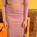 Sexy Ribbed Crop Tee & Thigh Skirt Set