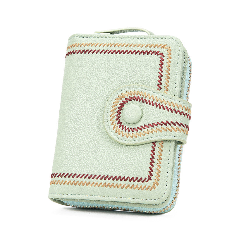 Embroidered Ladies Fashion Short Coin Purse Wallet