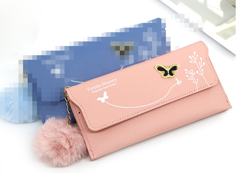 Ladies Long Hair Ball Bow Fashion Purse