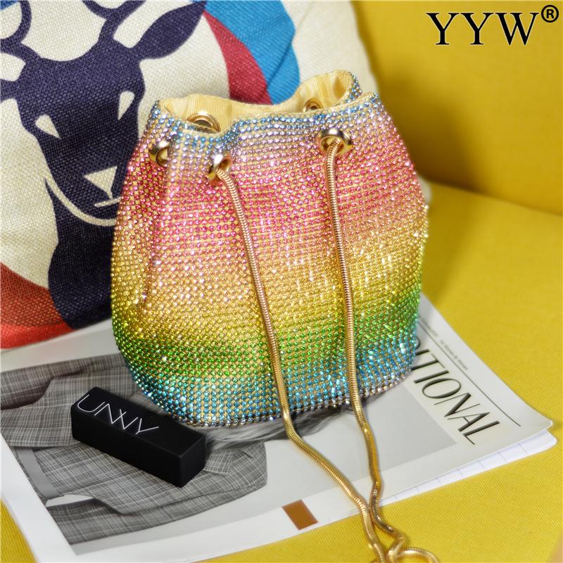 Fashion Women's Rhinestone Bucket Shoulder Bag Purse