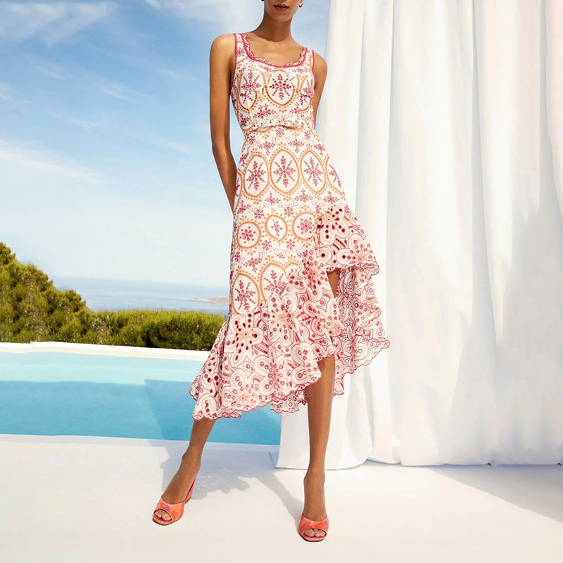 2024 Fashion Sexy Embroidered Asymmetrical Dress