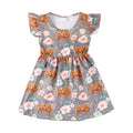 Yuromoon Toddler Girls Highland Cattle Printed Dresses Ruffle Bottom Flutter Sleeve Apparel 4-5T