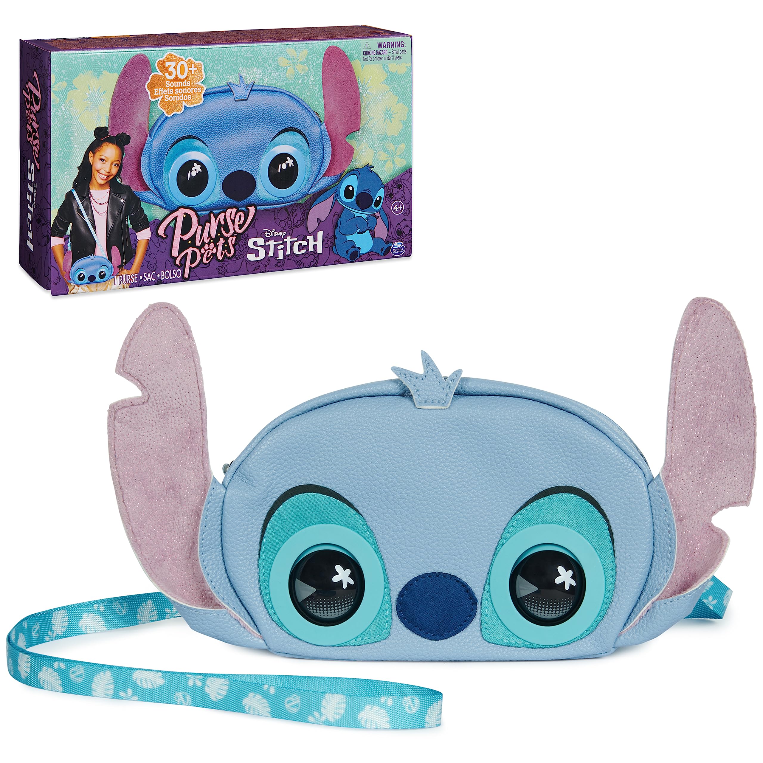 Purse Pets Disney Stitch Officially Licensed Interactive Pet Toy & Kids Purse Stitch Plush Crossbody Bag Stitch Gifts for Girls Tweens Fans