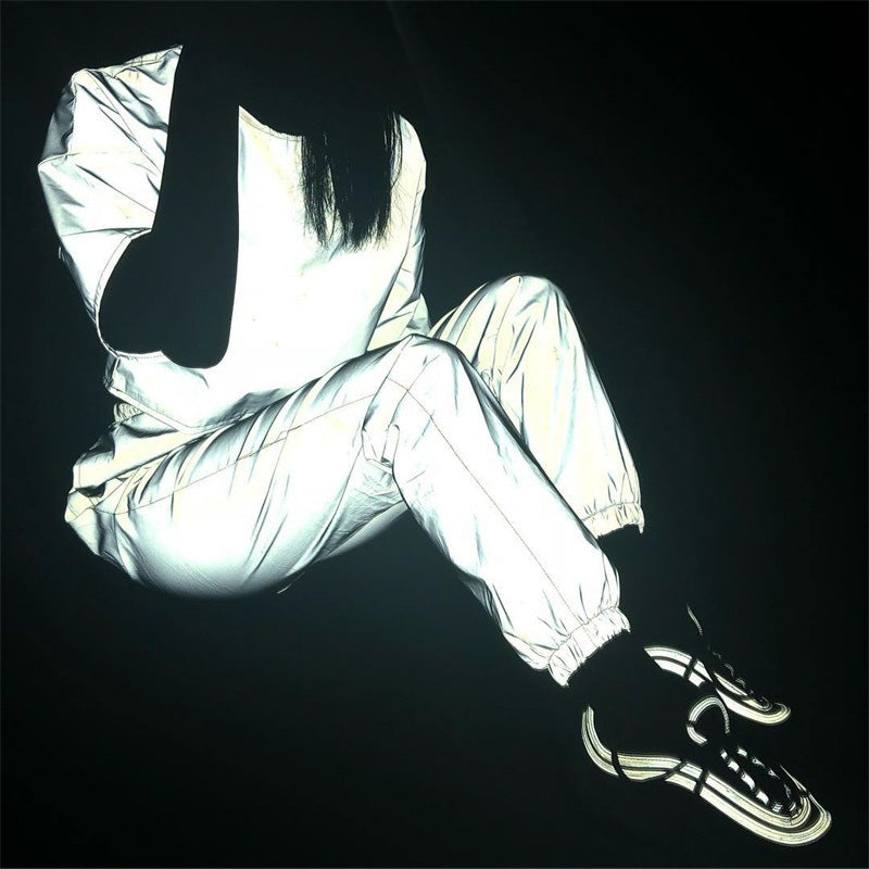 Reflective Ankle Pants, Harem Pants, Cropped Pants