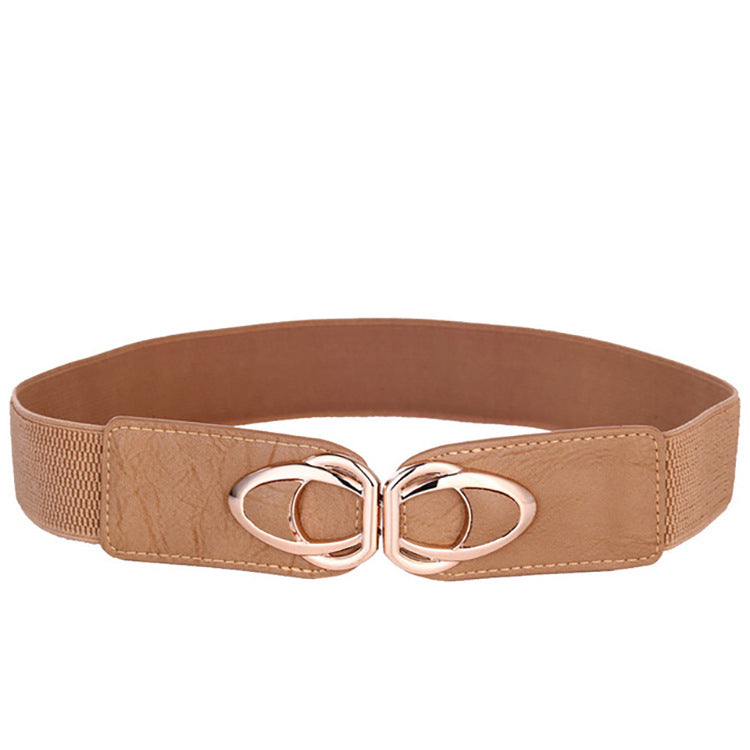 Fashionable PU Leather Wide Elastic Waist Belt for Dresses